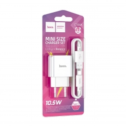 Сетевой адаптер HOCO C106A Leisure 2,1A/10W с кабелем Type-C, белый Сетевой адаптер HOCO C106A Leisure 2,1A/10W с кабелем Type-C, белый