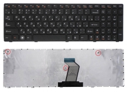 Клавиатура для ноутбука Lenovo Z560 чёрная крепления под шлейфом 003123