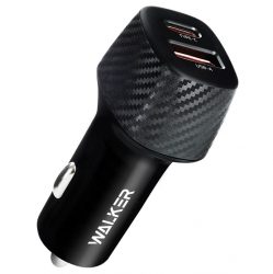Автомобильный адаптер WALKER WCR-35 48W, USB-C/ USB QC3.0 + PD, черный