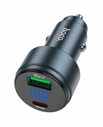 Автомобильный адаптер HOCO Z57B, 1USB/1Type-C, QC3.0+PD45W, 3A, прозрачный серый