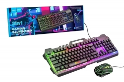 Комплект клавиатура проводная мышь проводная HOCO Di16 с подсветкой RGB, черный