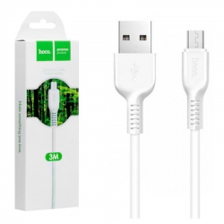 USB кабель micro USB HOCO X20 (300см, 2,4A), белый