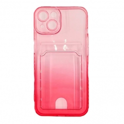 Чехол силиконовый с визитницей iPhone 13, красный (01)