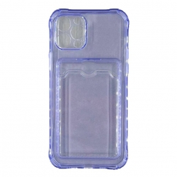 Чехол силиконовый с визитницей iPhone 12/ 12 Pro, фиолетовый