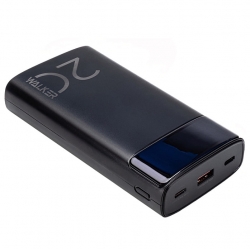 Внешний аккумулятор Power Bank 20000 mAh WALKER WB-625, 22,5W c 3 встроенными кабелями, черный