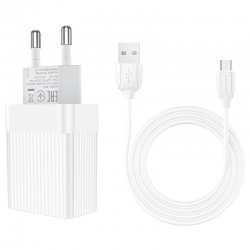Сетевой адаптер BOROFONE BA47A Mighty speed QC3. 0 с кабелем Micro, белый Сетевой адаптер BOROFONE BA47A Mighty speed QC3. 0 с кабелем Micro, белый