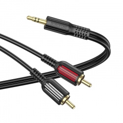 Кабель AUX джек 3,5 выход/2 RCA выход BOROFONE BL11 (150см) удлинитель, черный Кабель AUX джек 3,5 выход/2 RCA выход BOROFONE BL11 (150см) удлинитель, черный