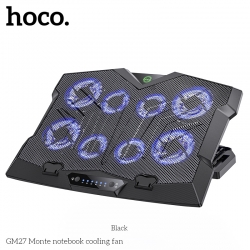Подставка с вентилятором охлаждения для ноутбука HOCO GM27 Monte, черная Подставка с вентилятором охлаждения для ноутбука HOCO GM27 Monte, черная