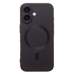 Чехол силиконовый MagSafe Matte iPhone 16, черный