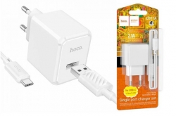 Сетевой адаптер HOCO CS11A 2100mAh с кабелем Type-C, белый