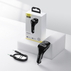 USB MP3 плеер с FM трансмиттером с дисплеем BASEUS F40 Streamer (2 USB с AUX, 2A, 15w), черный USB MP3 плеер с FM трансмиттером с дисплеем BASEUS F40 Streamer (2 USB с AUX, 2A, 15w), черный