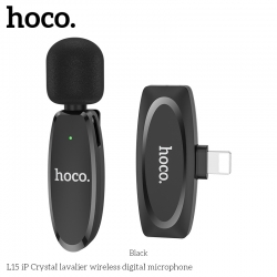 Микрофон петличный беспроводной HOCO L15 (Lightning), черный Микрофон петличный беспроводной HOCO L15 (Lightning), черный