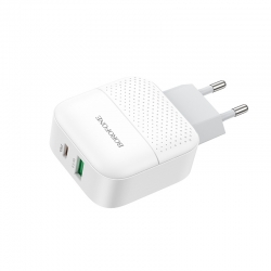 Сетевой адаптер BOROFONE BA46A Premium PD + QC 3.0 18W, белый Сетевой адаптер BOROFONE BA46A Premium PD + QC 3.0 18W, белый
