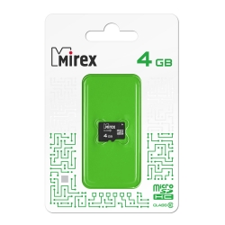 Карта памяти MicroSDHC Mirex 04 GB класс 10