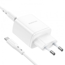 Сетевой адаптер BOROFONE BN9 Reacher (2 Type-C, 35W) с кабелем Type-C - Type-C, белый Сетевой адаптер BOROFONE BN9 Reacher (2 Type-C, 35W) с кабелем Type-C - Type-C, белый