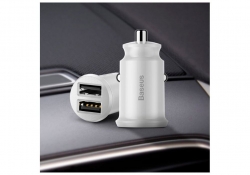 Автомобильный адаптер BASEUS Grain C-8K (2 USB, 3.1A, 30W), белый Автомобильный адаптер BASEUS Grain C-8K (2 USB, 3.1A, 30W), белый