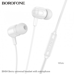 Наушники проводные BOROFONE BM99 Star universal earphones 3.5mm, белые