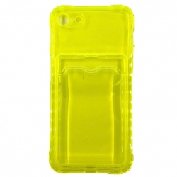Чехол силиконовый с кармашком iPhone 7/ 8/ SE 2 прозрачный, салатовый