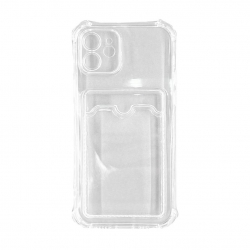 Чехол силиконовый противоударный с визитницей iPhone 12/ 12 Pro прозрачный