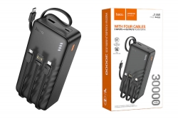 Внешний аккумулятор Power Bank 30000 mAh HOCO J146B, с встроенными кабелями, черный Внешний аккумулятор Power Bank 30000 mAh HOCO J146B, с встроенными кабелями, черный