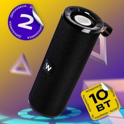 Колонка портативная WALKER WSP-110 Bluetooth, черная