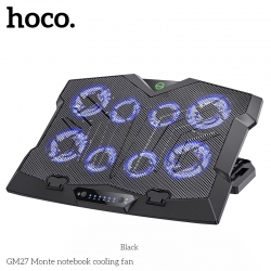 Подставка с вентилятором охлаждения для ноутбука HOCO GM27 Monte, черная