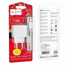 Сетевой адаптер HOCO CS11A 2100mAh с кабелем Lightning, белый Сетевой адаптер HOCO CS11A 2100mAh с кабелем Lightning, белый