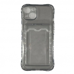 Чехол силиконовый с визитницей iPhone 13, прозрачный черный