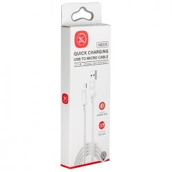 USB кабель micro USB XO NB-235, 2,4А, нейлон, 1,0 м, белый.