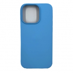 Чехол силиконовый гладкий Soft Touch iPhone 14 Pro, светло-синий №38 (закрытый низ)