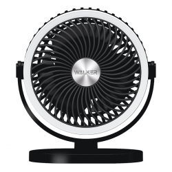 Настольный вентилятор WALKER WFAN-70, подсветка, подвесной крючок, поворотный, рег. наклона, черный