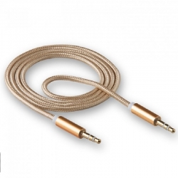 Кабель аудио AUX 3,5 WALKER A-A WCA-174 в тканевой обмотке (100см), золотой