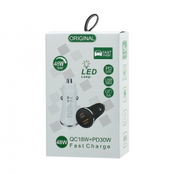Автомобильный адаптер USB + USB-C 48W (PD30W/QC18W) P34 цвет черный Автомобильный адаптер USB + USB-C 48W (PD30W/QC18W) P34 цвет черный