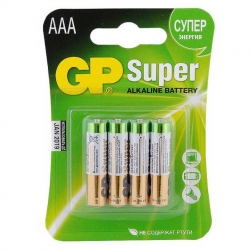 Батарейка GP LR03/4BL Super AAA/мизинчиковая (1,5v, алкалиновая) упаковка 4 шт