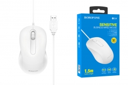 Мышь компьютерная проводная BOROFONE BG4 Business wired mouse, белая