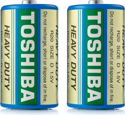 Батарейка Toshiba R20/2SH (1,5v, солевая) упаковка пленка 2 шт