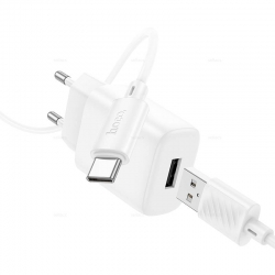 Сетевой адаптер HOCO C134A Solid single port charger 2.4A с кабелем Type-C, белый Сетевой адаптер HOCO C134A Solid single port charger 2.4A с кабелем Type-C, белый