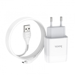 Сетевой адаптер HOCO C73A 2USB (2.4A) с кабелем Micro, белый Сетевой адаптер HOCO C73A 2USB (2.4A) с кабелем Micro, белый
