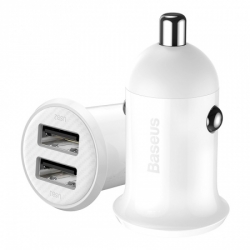 Автомобильный адаптер BASEUS Grain Pro (2 USB, 4.8A), белый Автомобильный адаптер BASEUS Grain Pro (2 USB, 4.8A), белый