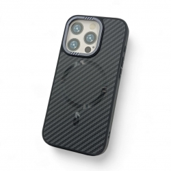 Чехол с MagSafe Berlia Fashion под карбон iPhone 14 Pro Max, серый Чехол с MagSafe Berlia Fashion под карбон iPhone 14 Pro Max, серый