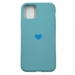 Чехол силиконовый гладкий Soft Touch iPhone 11 Pro, мятный (логотип "Сердце")