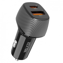 Автомобильный адаптер WALKER WCR-35 45W, USB-C/ USB QC3.0 + PD, черный Автомобильный адаптер WALKER WCR-35 45W, USB-C/ USB QC3.0 + PD, черный