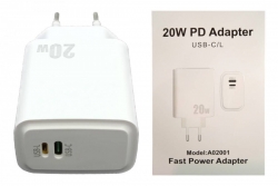 Сетевой адаптер USB-C 20W USB-C + USB-L, PD, белый