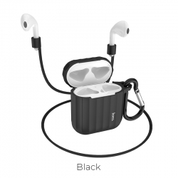 Чехол-бокс для Apple Airpods силиконовый HOCO WB10, черный Чехол-бокс для Apple Airpods силиконовый HOCO WB10, черный