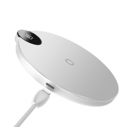 Беспроводное зарядное устройство BASEUS Wireless Charger Led Display (15W), белое Беспроводное зарядное устройство BASEUS Wireless Charger Led Display (15W), белое