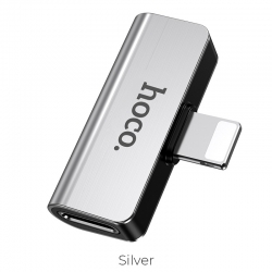 Переходник HOCO LS24 Apple Lightning digital audio converter, серый