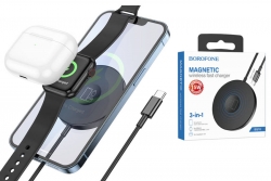 Беспроводное зарядное устройство BOROFONE BQ18 3в1 для Apple, MagSafe, черное Беспроводное зарядное устройство BOROFONE BQ18 3в1 для Apple, MagSafe, черное