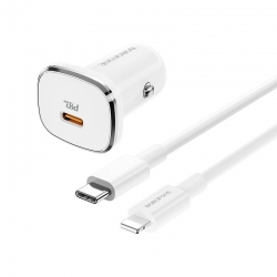 Автомобильный адаптер BOROFONE BZ12B Lasting power port QC 3.0 кабель Lightning на USB-C, белый Автомобильный адаптер BOROFONE BZ12B Lasting power port QC 3.0 кабель Lightning на USB-C, белый