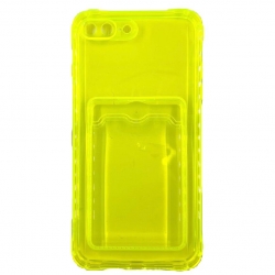 Чехол силиконовый с кармашком iPhone 7 Plus/ 8 Plus прозрачный, салатовый
