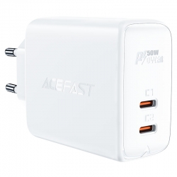 Сетевой адаптер ACEFAST A29 PD50W GAN 2*USB-C charger, белый Сетевой адаптер ACEFAST A29 PD50W GAN 2*USB-C charger, белый